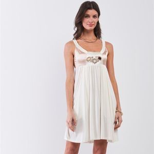 Embroidered Satin Detail Mini Dress